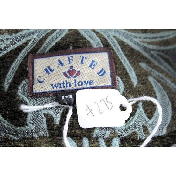 Retro Womens Artisan Made Coat Verdigris & Olive Brocade ONLY ONE S-M $275 MSRP - Picture 6 of 6